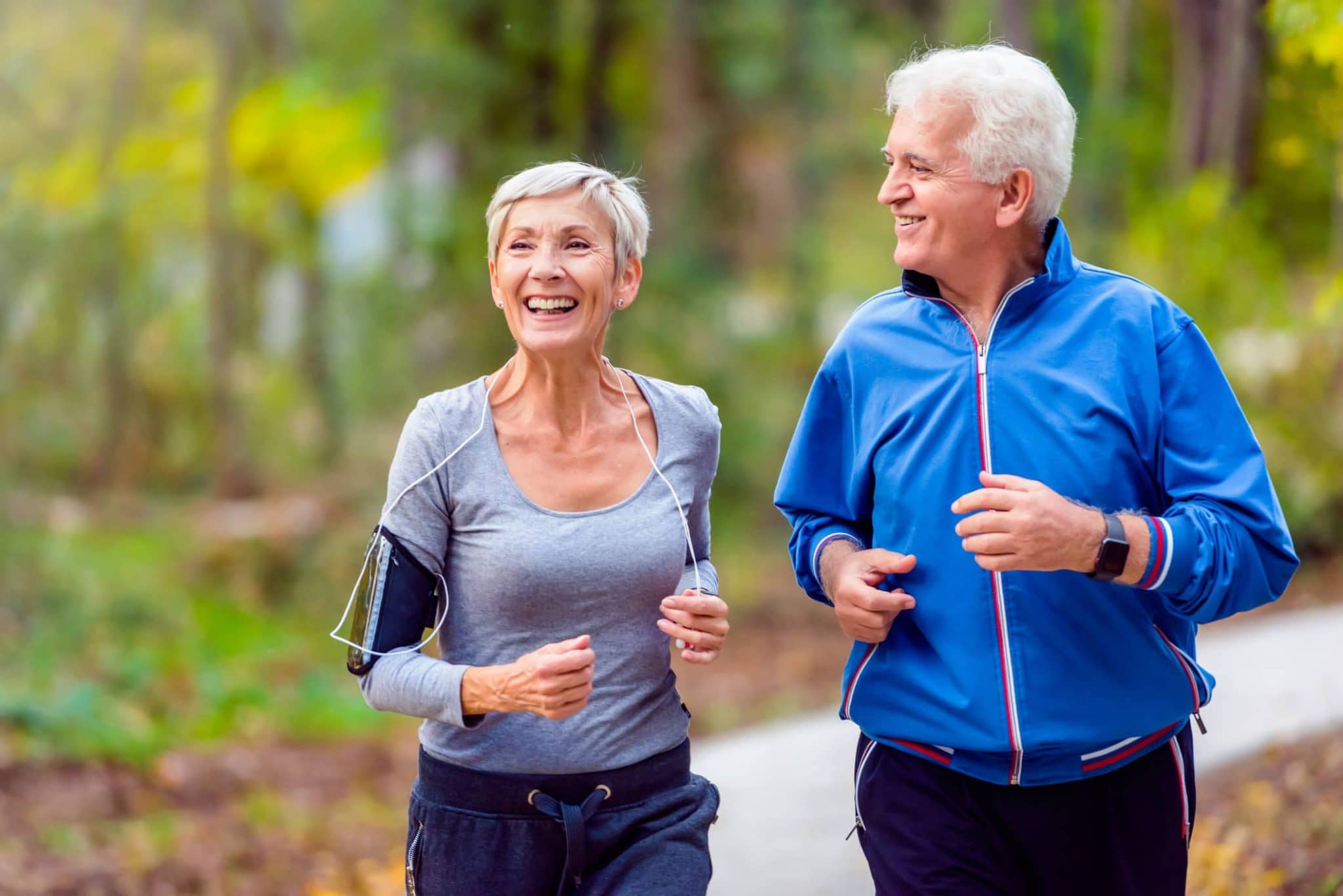 An older couple jogging
